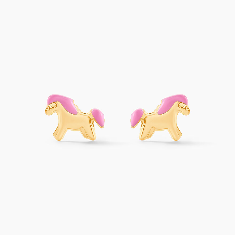 Boucles D'oreilles Puces Heldea Cheval Or Jaune - Puces Enfant | Marc Orian