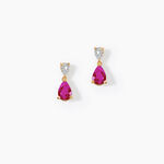 Boucles D'Oreilles Puces Porfirio Or Jaune Rubis Diamant - Puces Femme | Marc Orian