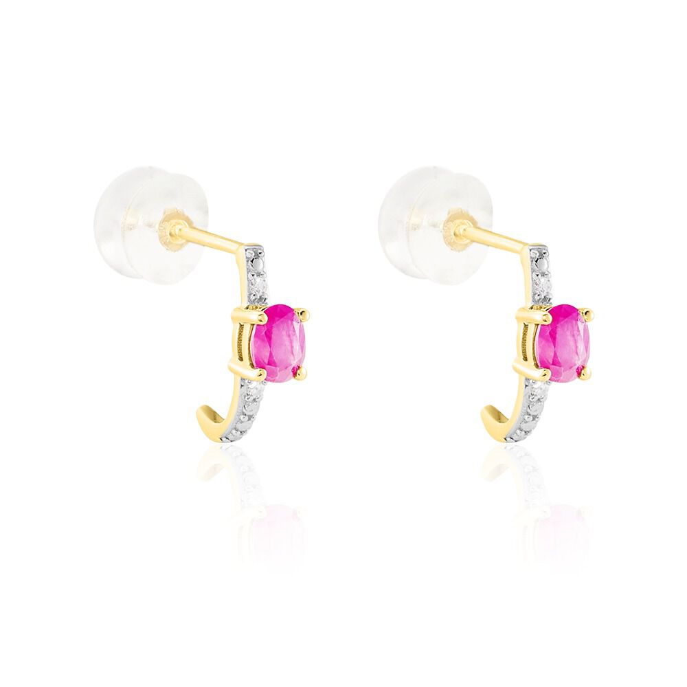 Demi Cr&eacute;oles Barrett Or Jaune Rubis Diamant - Cr&eacute;oles Femme | Marc Orian
