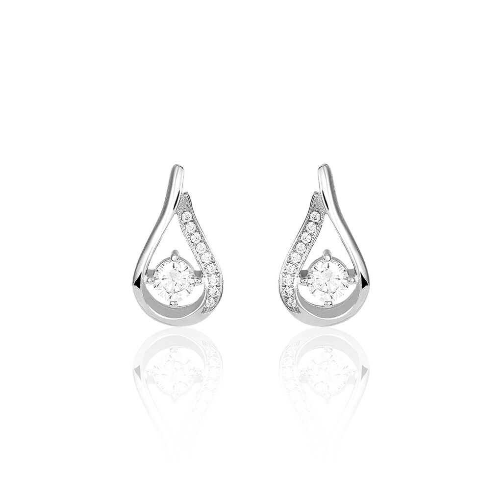 Boucles D'oreilles Puces Serena Argent Blanc Oxyde De Zirconium - Puces Femme | Marc Orian