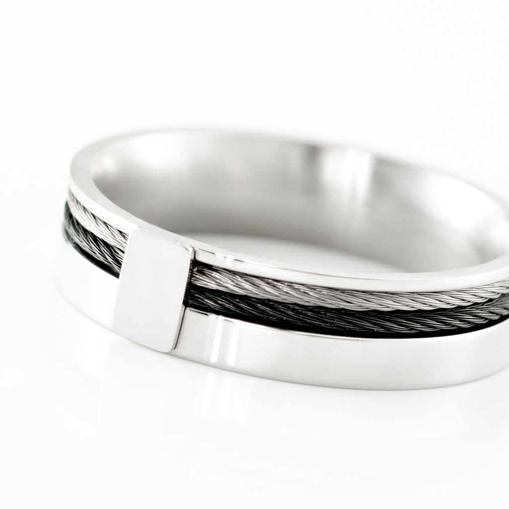 Bague Madine Acier Blanc Diamant - Bagues Homme | Marc Orian