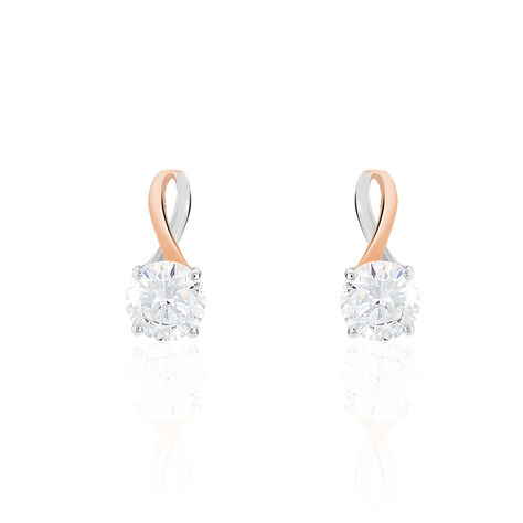 Boucles D'oreilles Pendantes Micheline Or Bicolore Oxyde De Zirconium - Pendantes Femme | Marc Orian