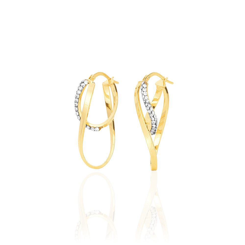 Cr&eacute;oles Luna Or Jaune Strass - Cr&eacute;oles Femme | Marc Orian