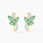 Boucles D'oreilles Puces Angie Or Jaune Emeraude Diamant - Boucles d'oreilles mariage Femme | Marc Orian