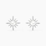 Boucles D'oreilles Puces Clementia Argent Blanc Perle De Culture Oxyde - Puces Femme | Marc Orian