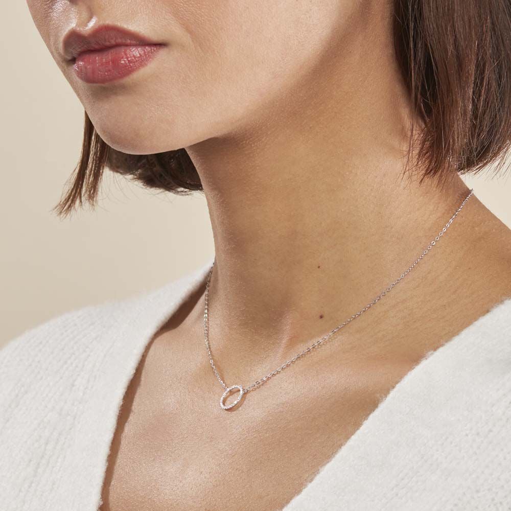 Collier Stip Or Blanc Oxyde De Zirconium - Colliers avec pierres Femme | Marc Orian
