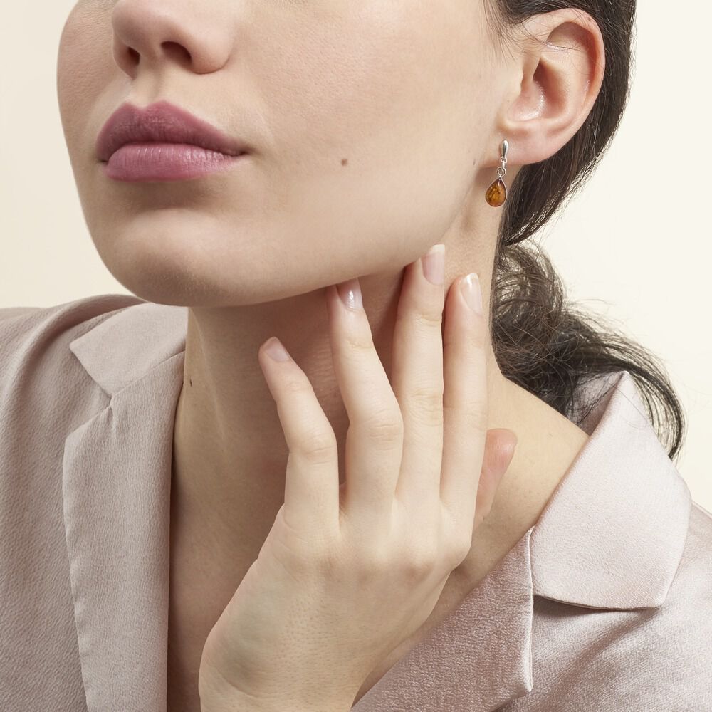 Boucles D'oreilles Argent Blanc Ilena Ambre - Pendantes Femme | Marc Orian
