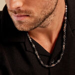 Collier Dark Pearl Acier Bicolore Pierre De Lave H&eacute;matite - Colliers avec pierres Homme | Marc Orian