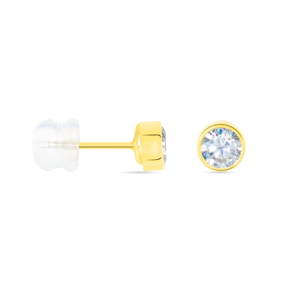 Boucles D'oreilles Puces Elda Serti Clos Or Jaune Oxyde De Zirconium - Puces Femme | Marc Orian