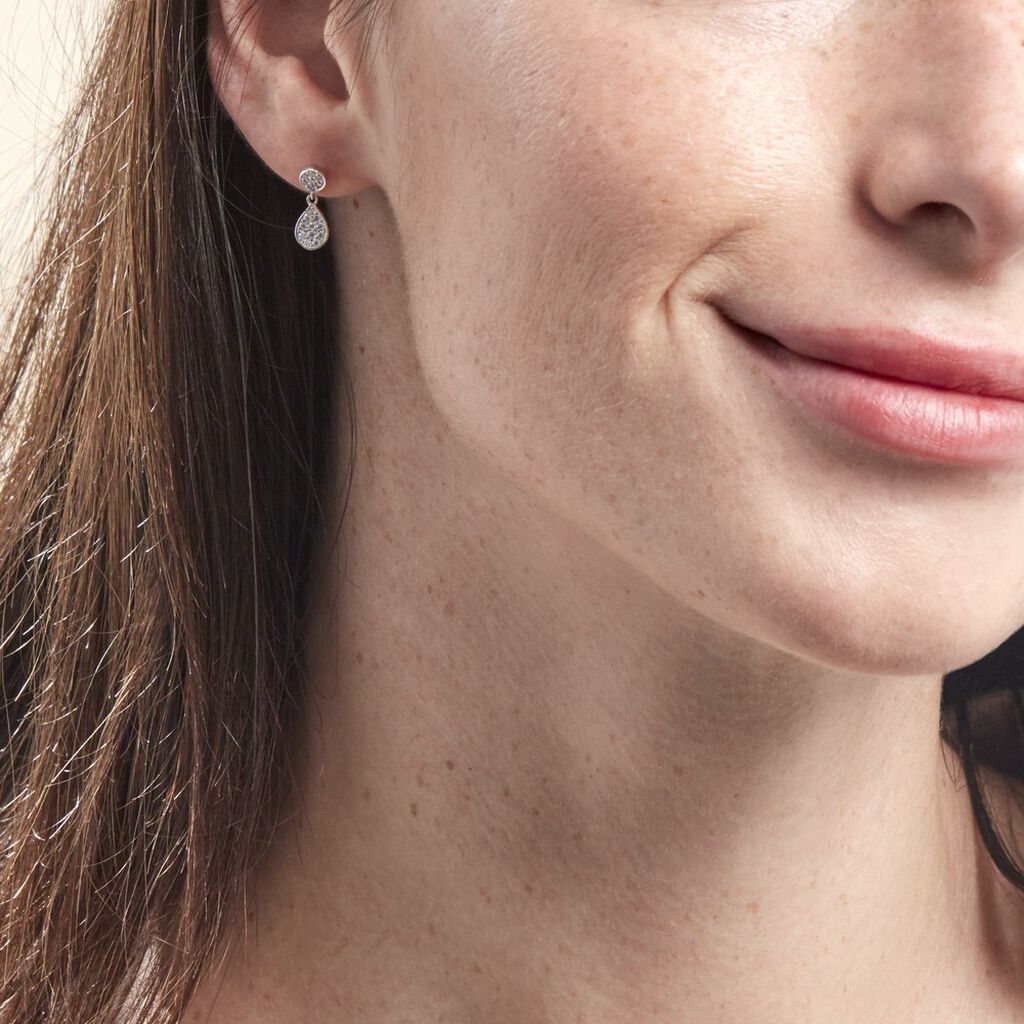 Boucles D'oreilles Pendantes Aletha Argent Blanc Oxyde De Zirconium - Boucles d'oreilles Pendantes Femme | Marc Orian