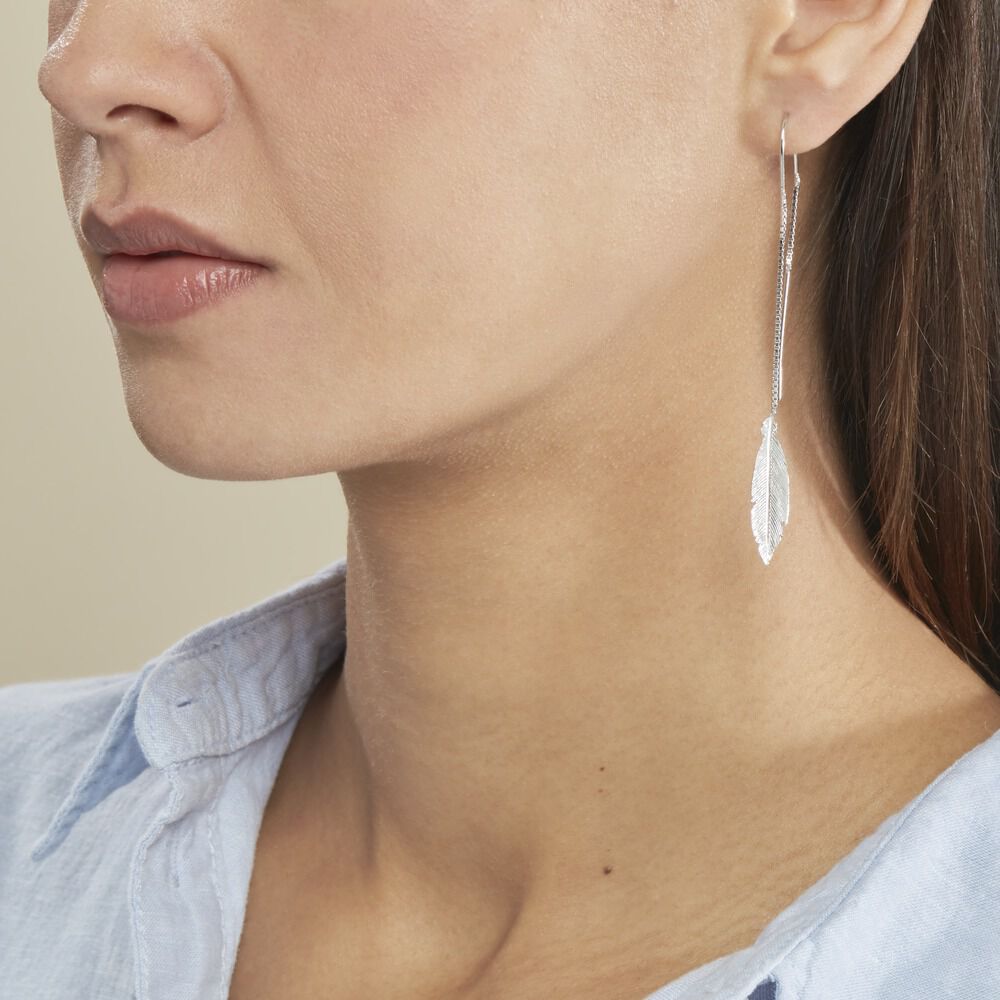 Boucles D'oreilles Pendantes Euriell Argent Blanc -  Femme | Marc Orian