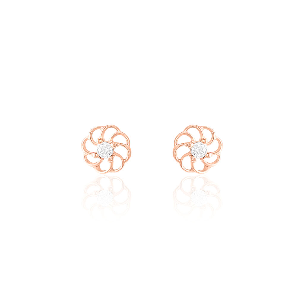 Boucles D'oreilles Puces Eleanor Fleur Or Rose Oxyde De Zirconium - Puces Femme | Marc Orian