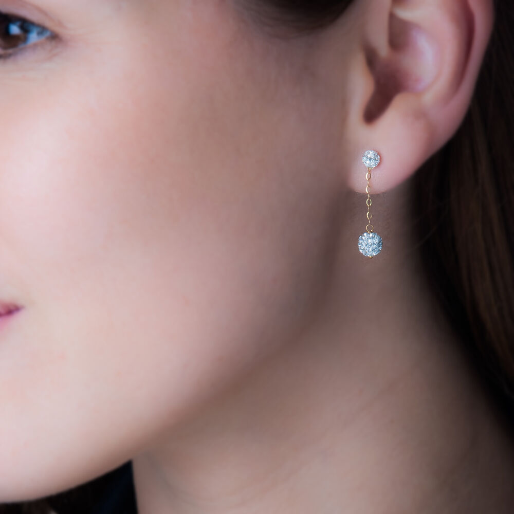 Boucles D'oreilles Pendantes Athena Or Jaune Strass - Pendantes Femme | Marc Orian