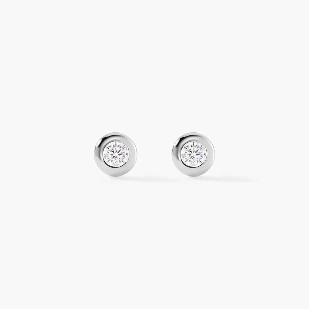 Boucles D'oreilles Puces Argent Blanc Laureano Oxydes De Zirconium - Puces Femme | Marc Orian