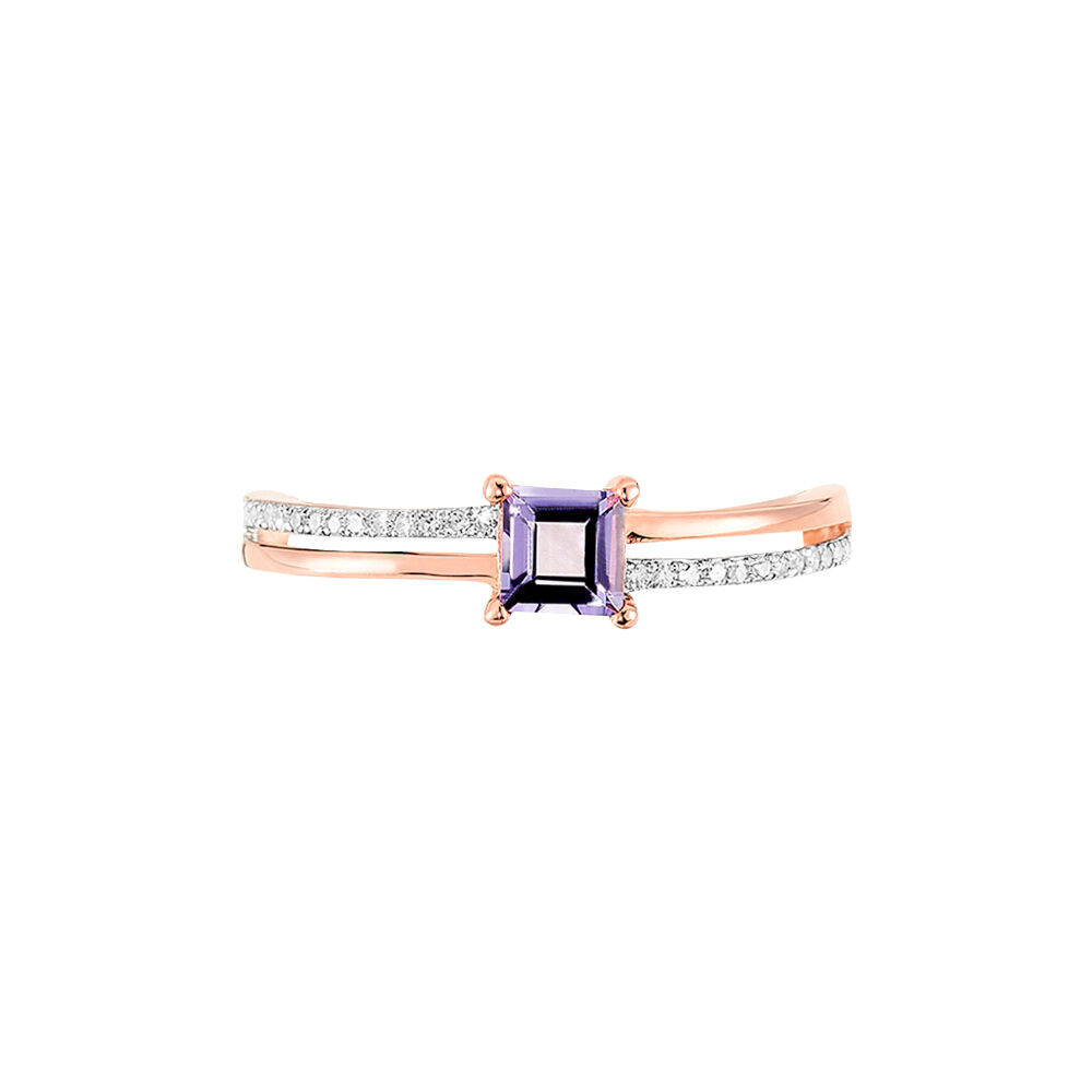 Bague Or Rose Amethyste Et Diamant - Bagues pierres fines Femme | Marc Orian