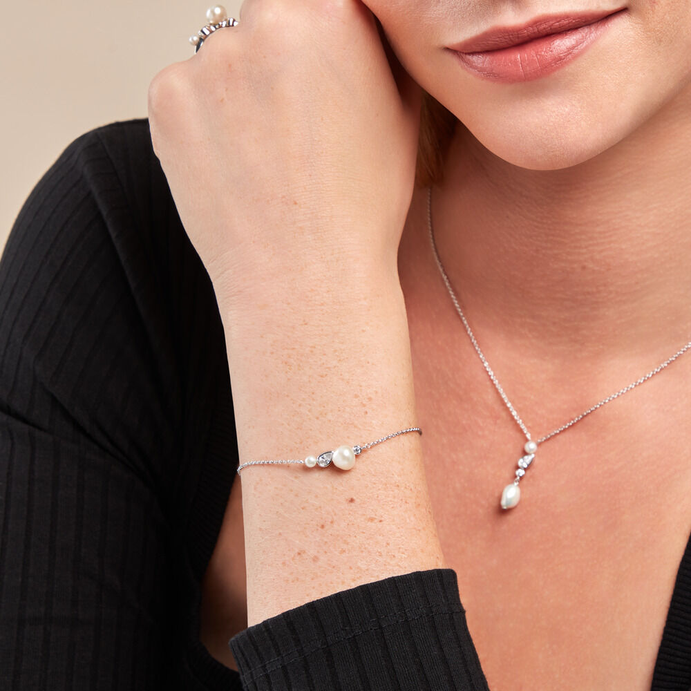 Bracelet Dua Argent Blanc Perle De Culture Oxyde De Zirconium - Bracelets chaînes Femme | Marc Orian