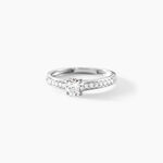 Bague Solitaire Accompagn&eacute; Aramis Or Blanc Diamant Synth&eacute;tique - Parures de mariage Femme | Marc Orian