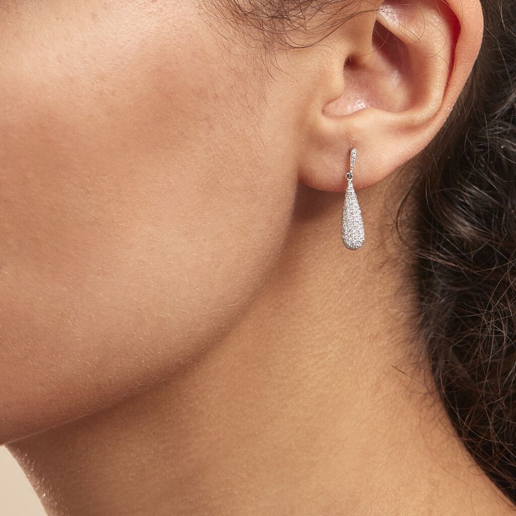 Boucles D'oreilles Puces Celine Or Blanc Diamant - Boucles d'oreilles pierres précieuses Femme | Marc Orian