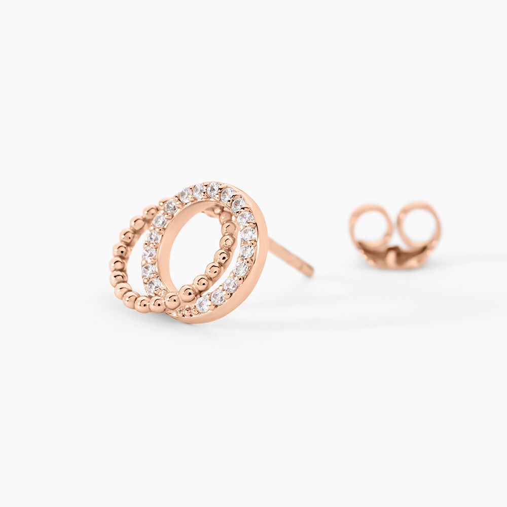 Boucles D'oreilles Puces Janne Argent Rose Oxyde De Zirconium - Puces Femme | Marc Orian