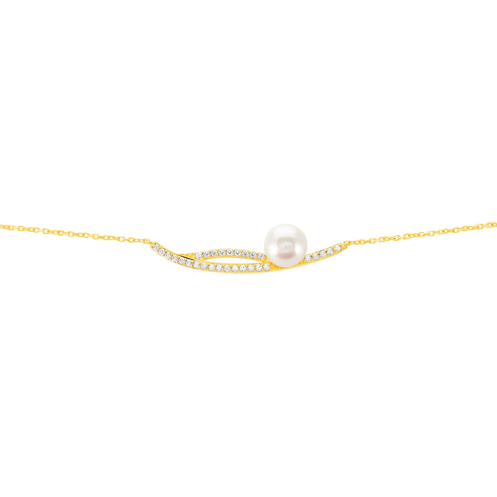 Bracelet Tesnimae Or Jaune Oxyde De Zirconium Et Perle De Culture - Bracelets chaînes Femme | Marc Orian