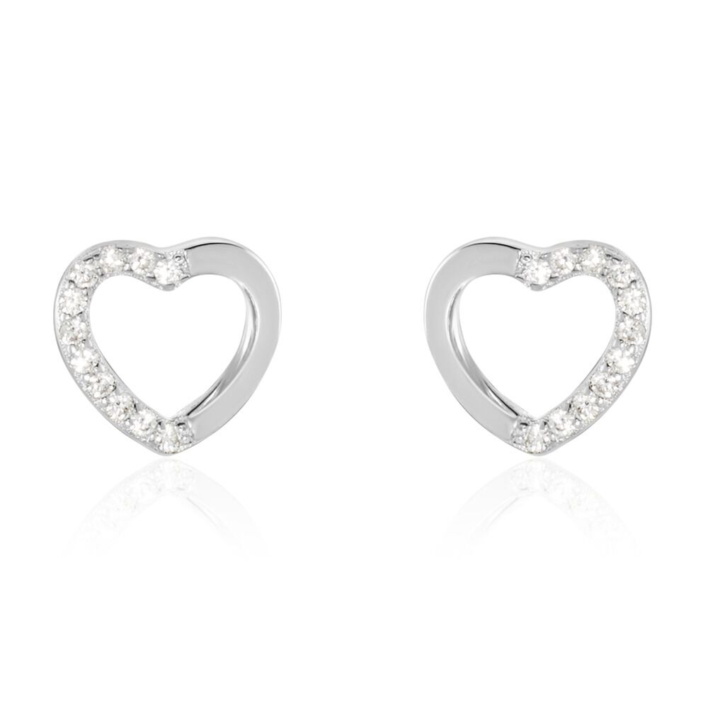 Boucles D'oreilles Puces Argent Blanc Saverio Oxydes De Zirconium - Puces Femme | Marc Orian