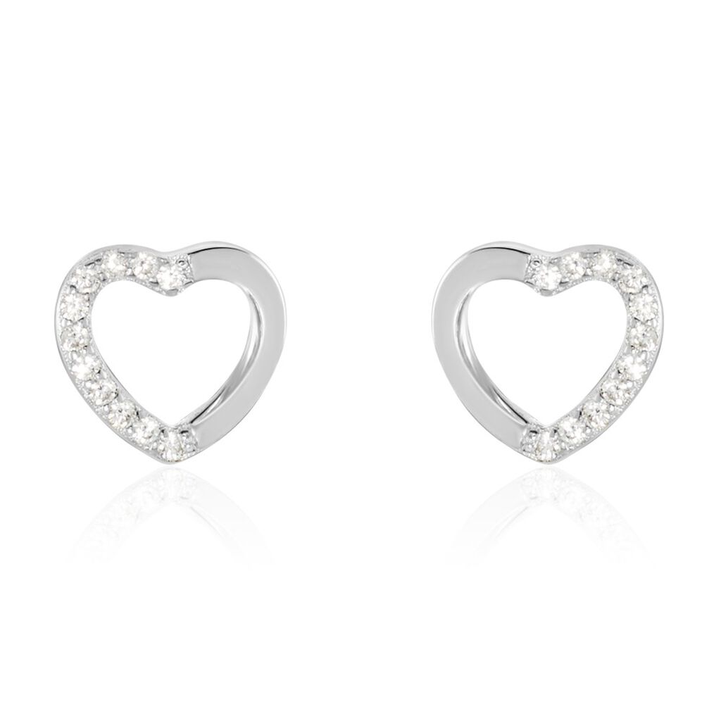 Boucles D'oreilles Puces Argent Blanc Saverio Oxydes De Zirconium - Puces Femme | Marc Orian