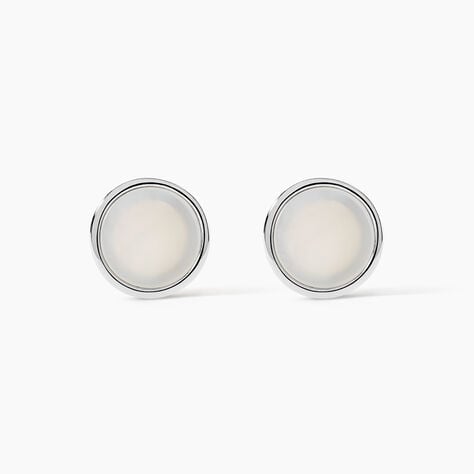 Boucles D'oreilles Puces Zealie Argent Blanc Nacre - Puces Femme | Marc Orian