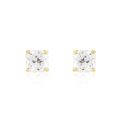 Boucles D'oreilles Puces Doreen Carre Or Jaune Oxyde De Zirconium - Puces Femme | Marc Orian