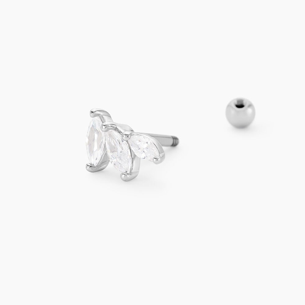 Piercing D'oreille Unitaire Fox Argent Rhodi&eacute; Oxyde De Zirconium - Piercing Conch Femme | Marc Orian
