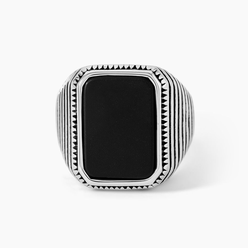 Chevaliere Acier Blanc Romanus Pierre - Bijoux fantaisie Homme | Marc Orian