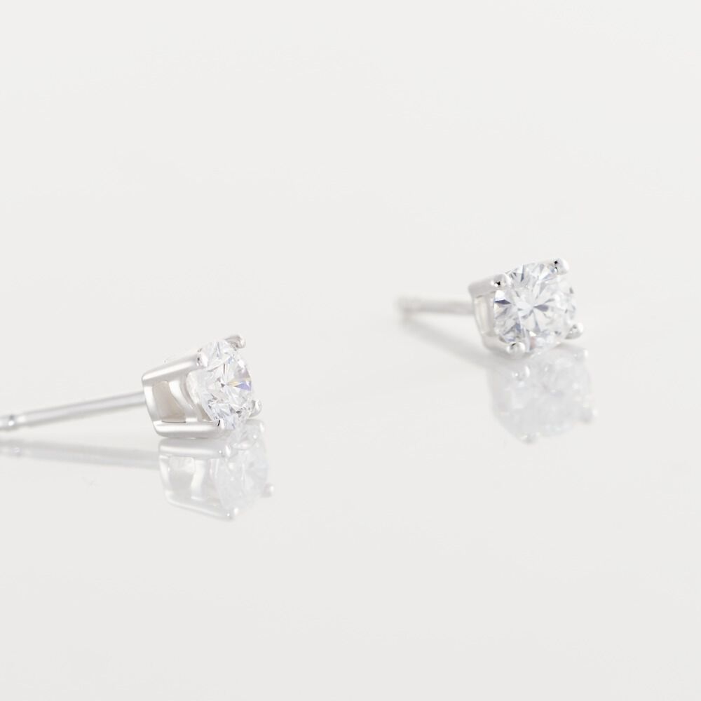 Boucles D'oreilles Puces Or Blanc Victoria Diamants - Puces Femme | Marc Orian
