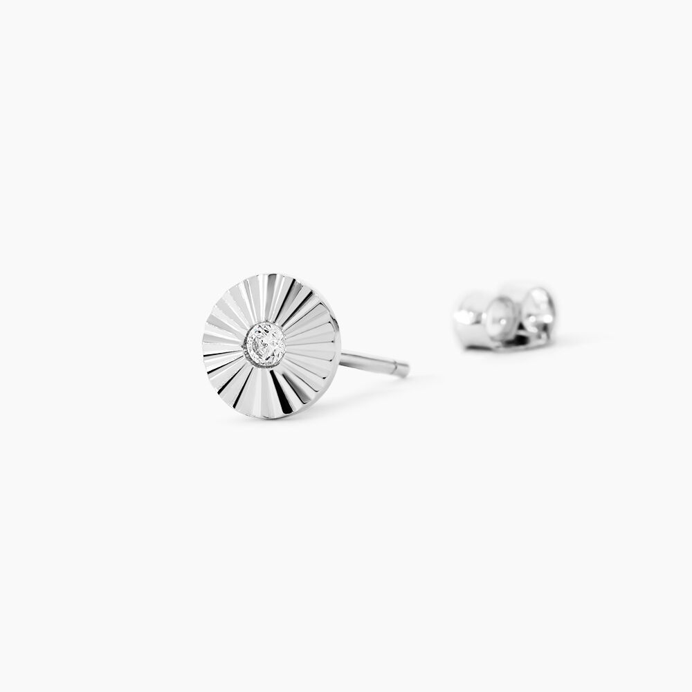 Boucles D'oreilles Puces Argent Blanc Valente Oxydes De Zirconium - Puces Femme | Marc Orian