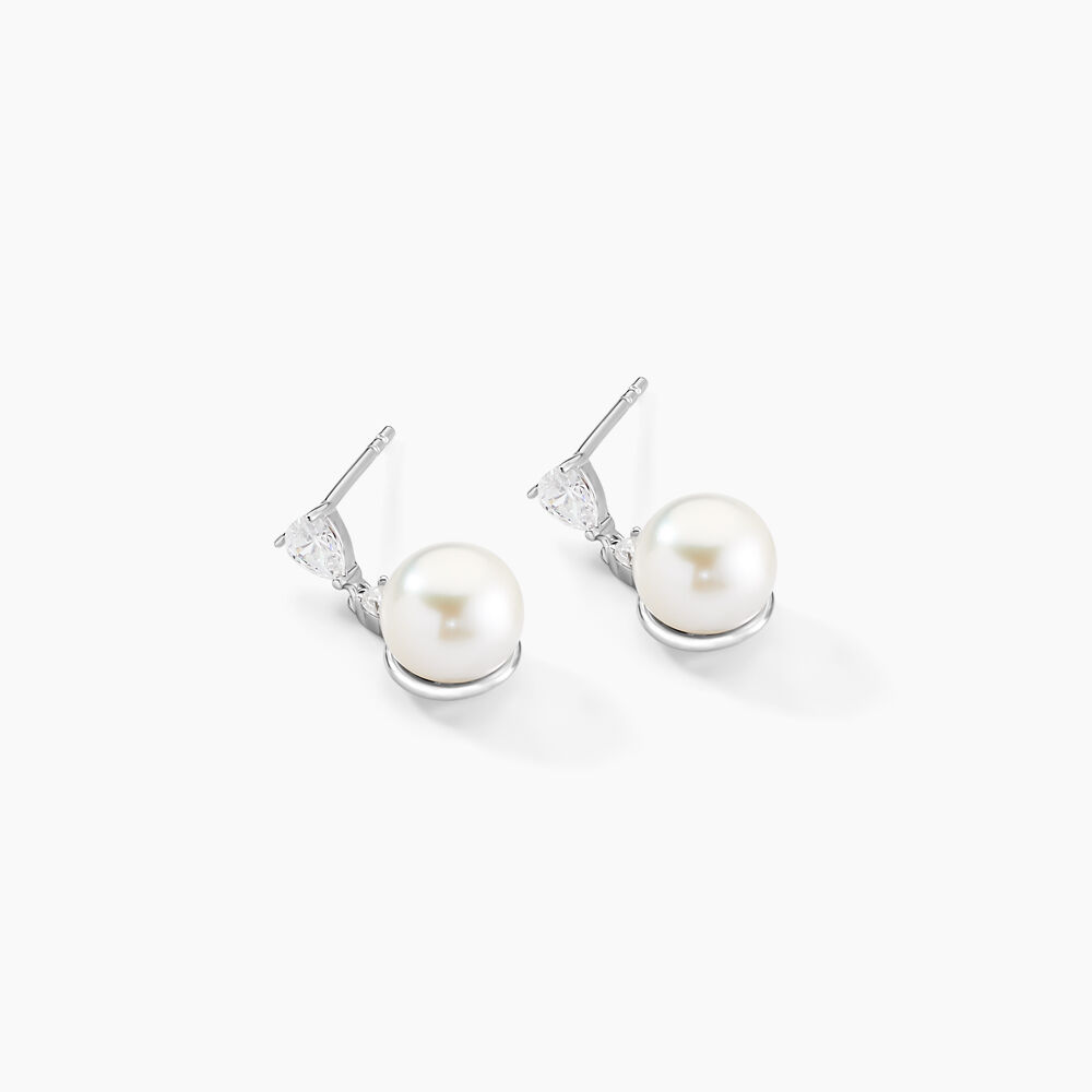 Boucles D'oreilles Pendantes Melya Argent  Perle De Culture Et Oxyde - Pendantes Femme | Marc Orian
