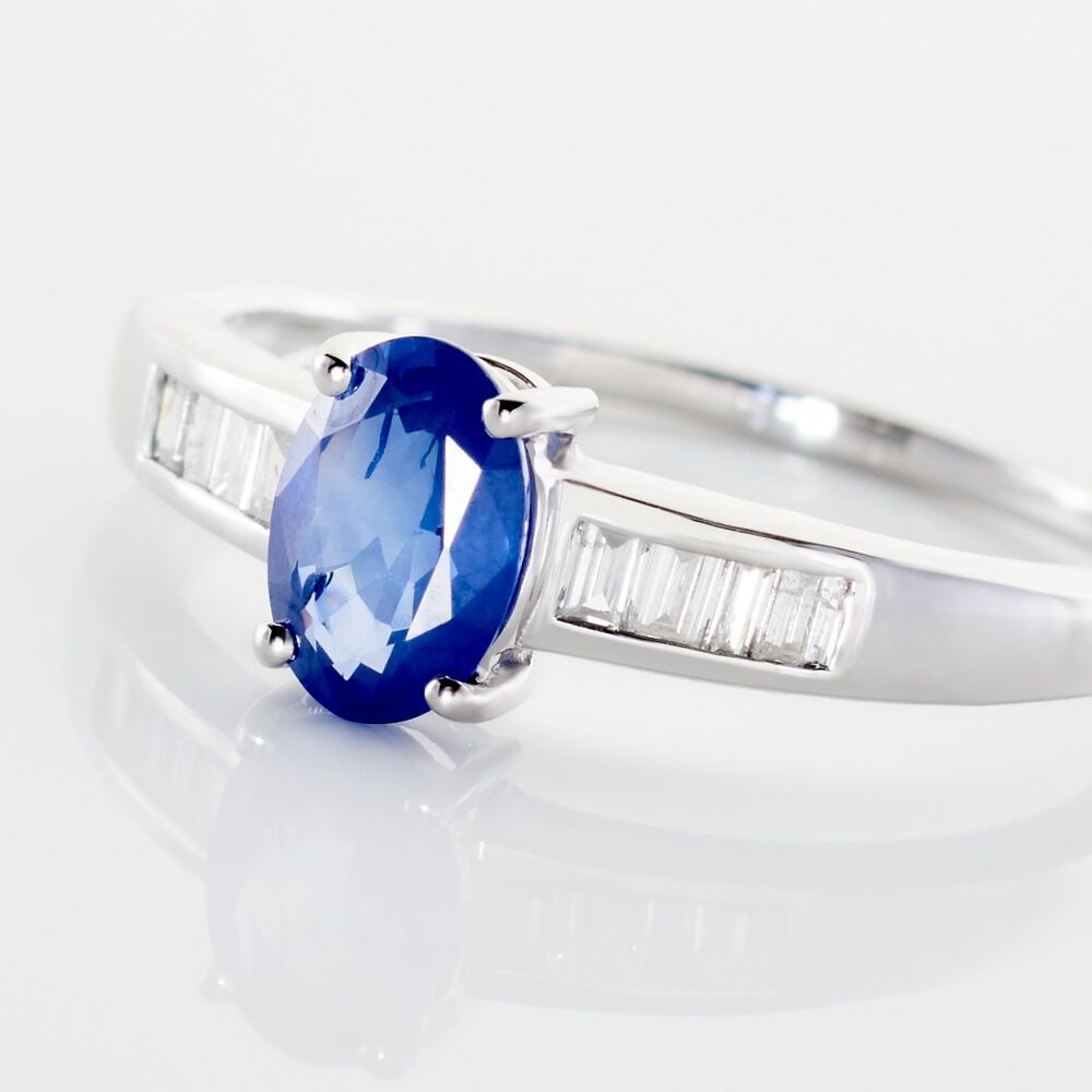 Bague Solitaire Or Blanc Bilel Saphir Et Diamants - Solitaires Femme | Marc Orian
