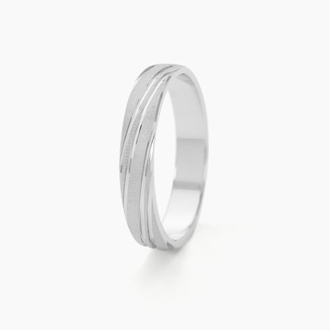 Alliance Eros Brossee Ruban Plat Or Blanc - Alliances duo Famille | Marc Orian