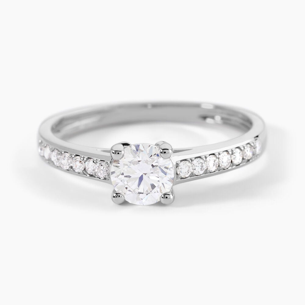 Bague Solitaire Accompagn&eacute; Aramis Or Blanc Diamant Synth&eacute;tique - Solitaires Femme | Marc Orian