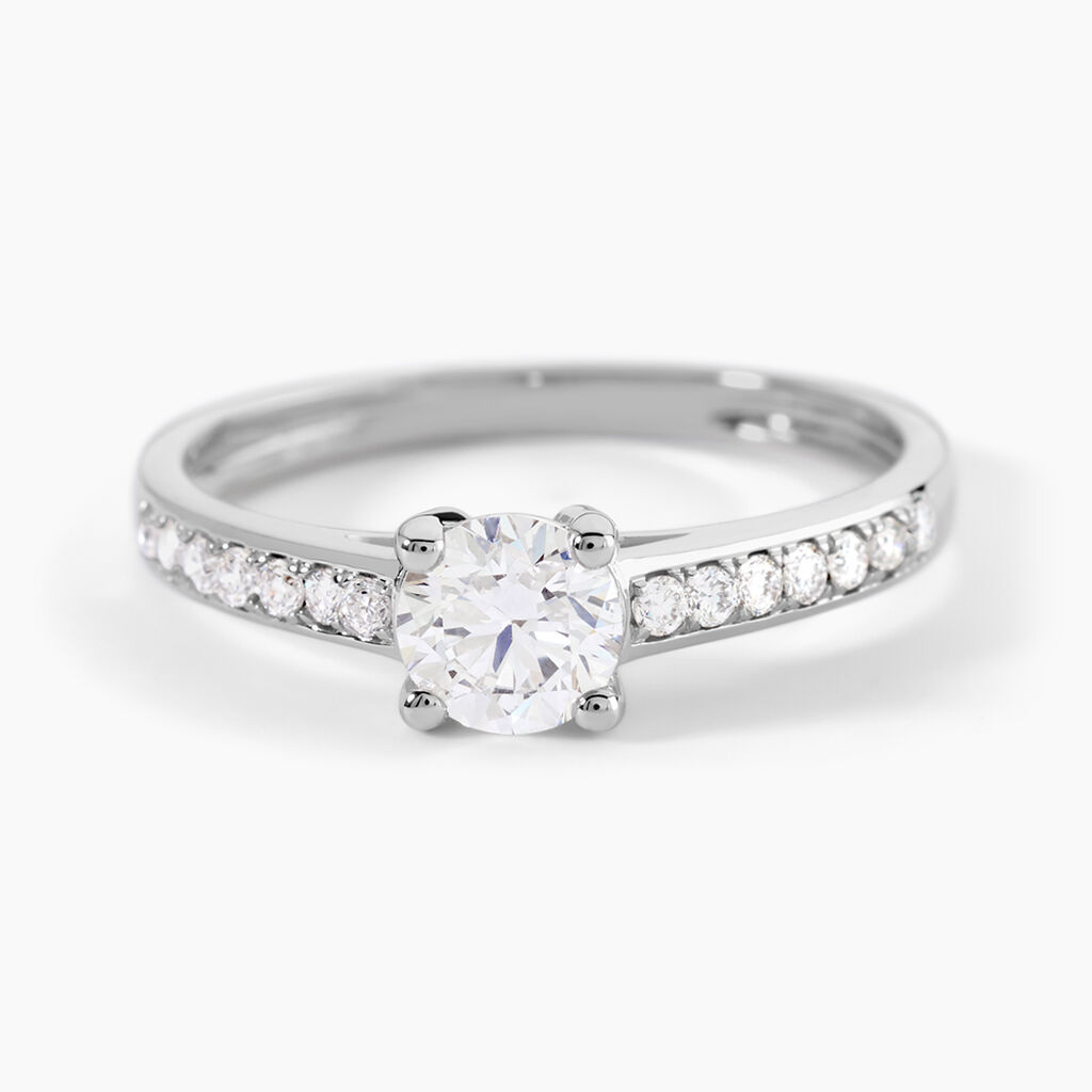 Bague Solitaire Accompagn&eacute; Aramis Or Blanc Diamant Synth&eacute;tique - Solitaires Femme | Marc Orian