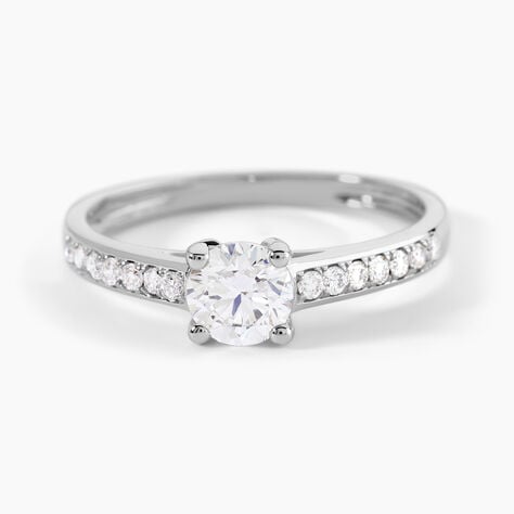 Bague Solitaire Accompagn&eacute; Aramis Or Blanc Diamant Synth&eacute;tique - Solitaires Femme | Marc Orian