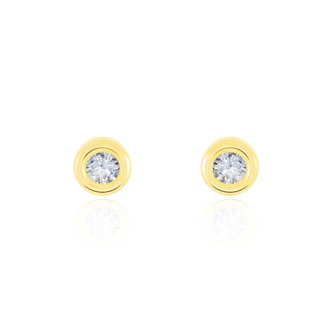 Boucles D'oreilles Puces Eden Serti Pneu Or Jaune Oxyde De Zirconium - Puces Femme | Marc Orian
