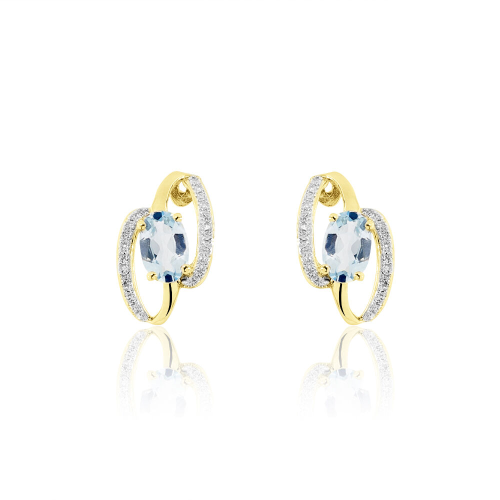 Boucles D'oreilles Puces Or Jaune Topaze Et Diamant - Puces Femme | Marc Orian