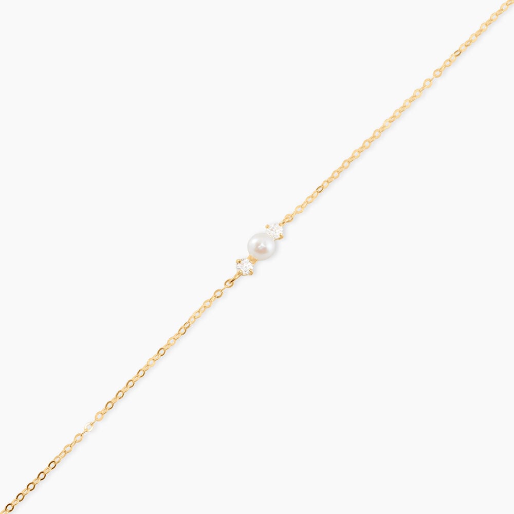 Bracelet Or Jaune Audrea Perle De Culture Oxydes De Zirconium - Bracelets cha&icirc;nes Enfant | Marc Orian