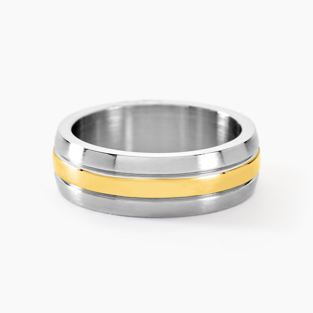 Bague John Acier Bicolore Plaque Or Jaune - Bijoux personnalisés Homme | Marc Orian