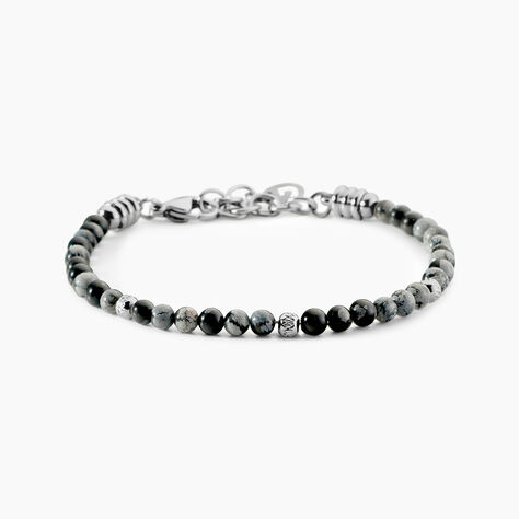 Bracelet Jourdan Acier Blanc Obsidienne - Bracelets cha&icirc;nes Homme | Marc Orian