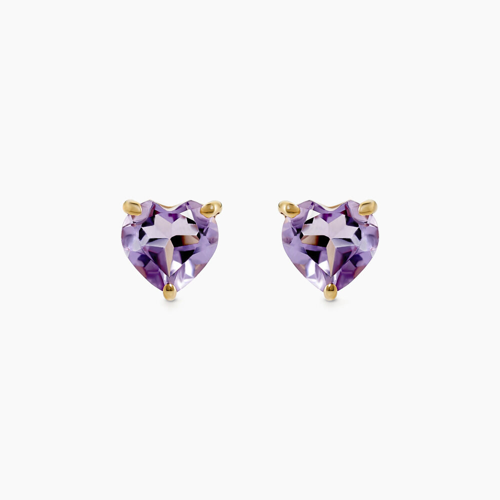 Boucles D'oreilles Puces Salona Or Jaune Amethyste Violet - Puces Femme | Marc Orian