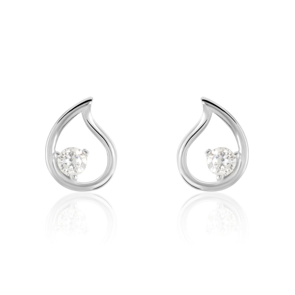 Boucles D'oreilles Puces Argent Blanc Sidonio Oxydes De Zirconium - Puces Femme | Marc Orian