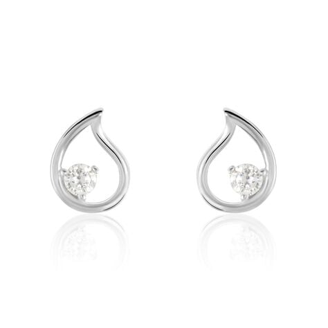 Boucles D'oreilles Puces Argent Blanc Sidonio Oxydes De Zirconium - Puces Femme | Marc Orian