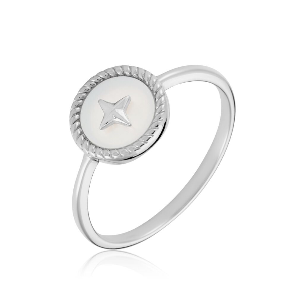 Bague Izarra Argent Blanc Nacre - Bagues de promesse Femme | Marc Orian