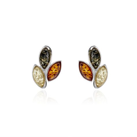 Boucles D'oreilles Puces Argent Blanc Claudetteae Ambres - Puces Femme | Marc Orian