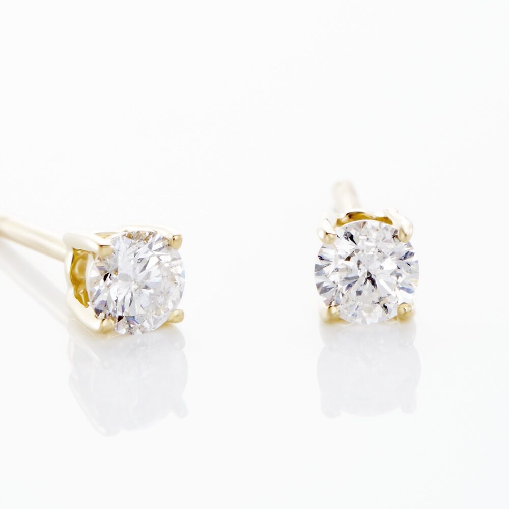 Boucles D'oreilles Puces Aphrodite Or Jaune Diamant - Puces Famille | Marc Orian