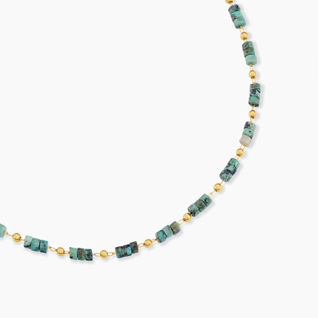 Collier Athena Acier Dor&eacute; Jaspe Africain - Colliers avec pierres Femme | Marc Orian